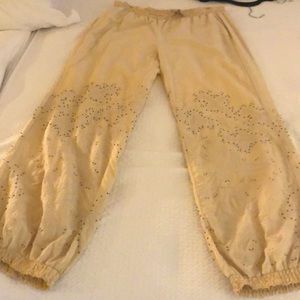 Da-Nang silk embroidered pull on pants